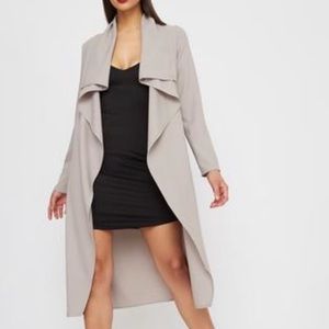 White Belted Waterfall Longline Duster Jacket